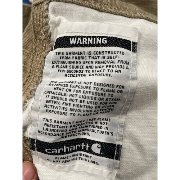 CARHARTT MEN'S CARGO KHAKI WORK FLAME RESISTANT PANTS CAT 2 2112 SIZE 34 X 30 - Picture 9 of 10
